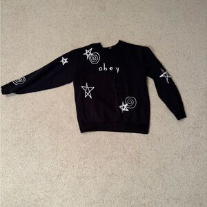Obey Black with White Stars Sweatshirt Size Medium